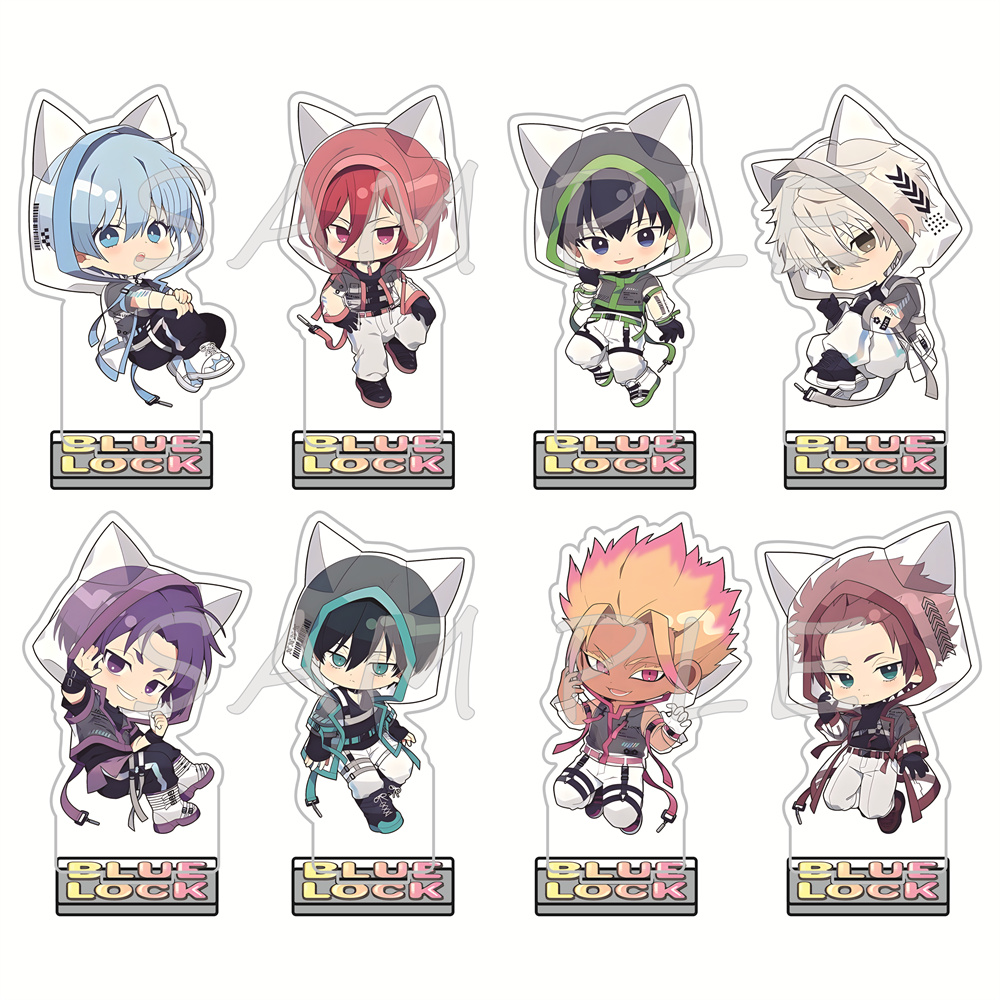 Anime Merchandise Hoodie - บลูล็อค ฟิกเกอร์อะคริลิกขนาด 10 ซม. พร้อมฮู้ดหูแมว พวงกุญแจ