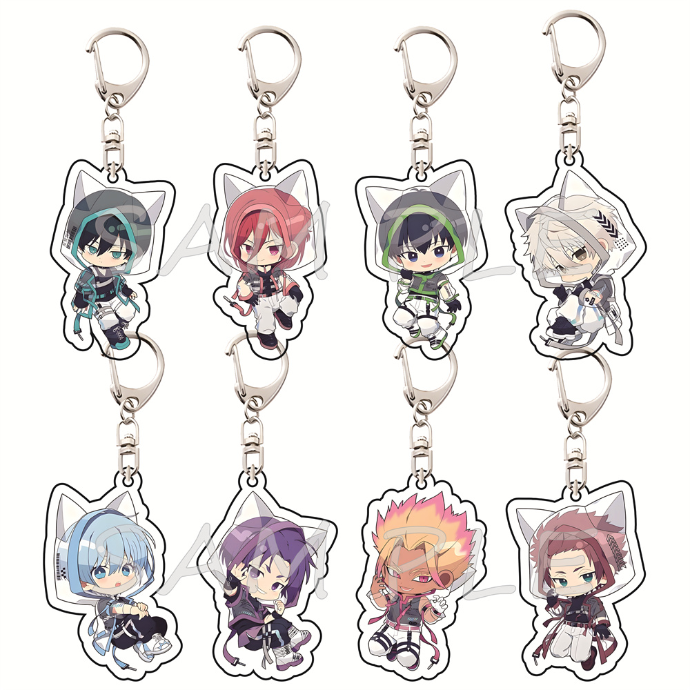Anime Merchandise Hoodie - พวงกุญแจอะคริลิกบลูล็อค 6 ซม. ลายหูแมว สไตล์ชิบิ ของสะสมอนิเมะ
