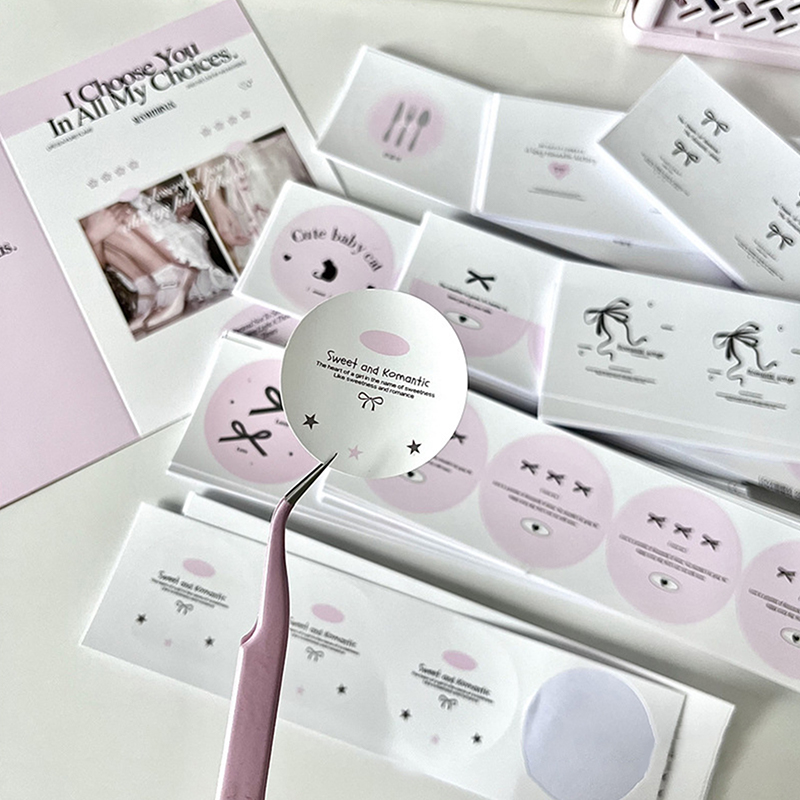Sticker Sheet Set - 36 ชิ้นการ์ตูนป้ายสติกเกอร์บัลเล่ต์โบว์ริบบิ้นรอบ Self - กาวสติกเกอร์บรรจุวัสดุ DIY