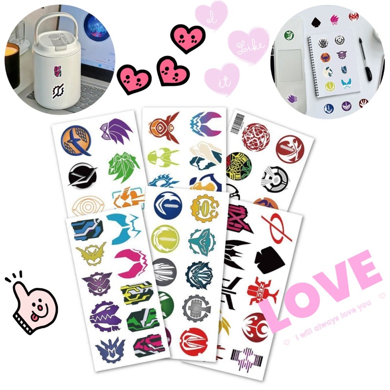 Sticker Sheet Set - 60 แผ่นสติกเกอร์โลโก้คาเมนไรเดอร์สติ๊กเกอร์สร้างสรรค์กันน้ำสำหรับแล็ปท็อปโทรศัพท์กระเป๋าเดินทางสมุดภาพสมุดบันทึกตกแต่ง