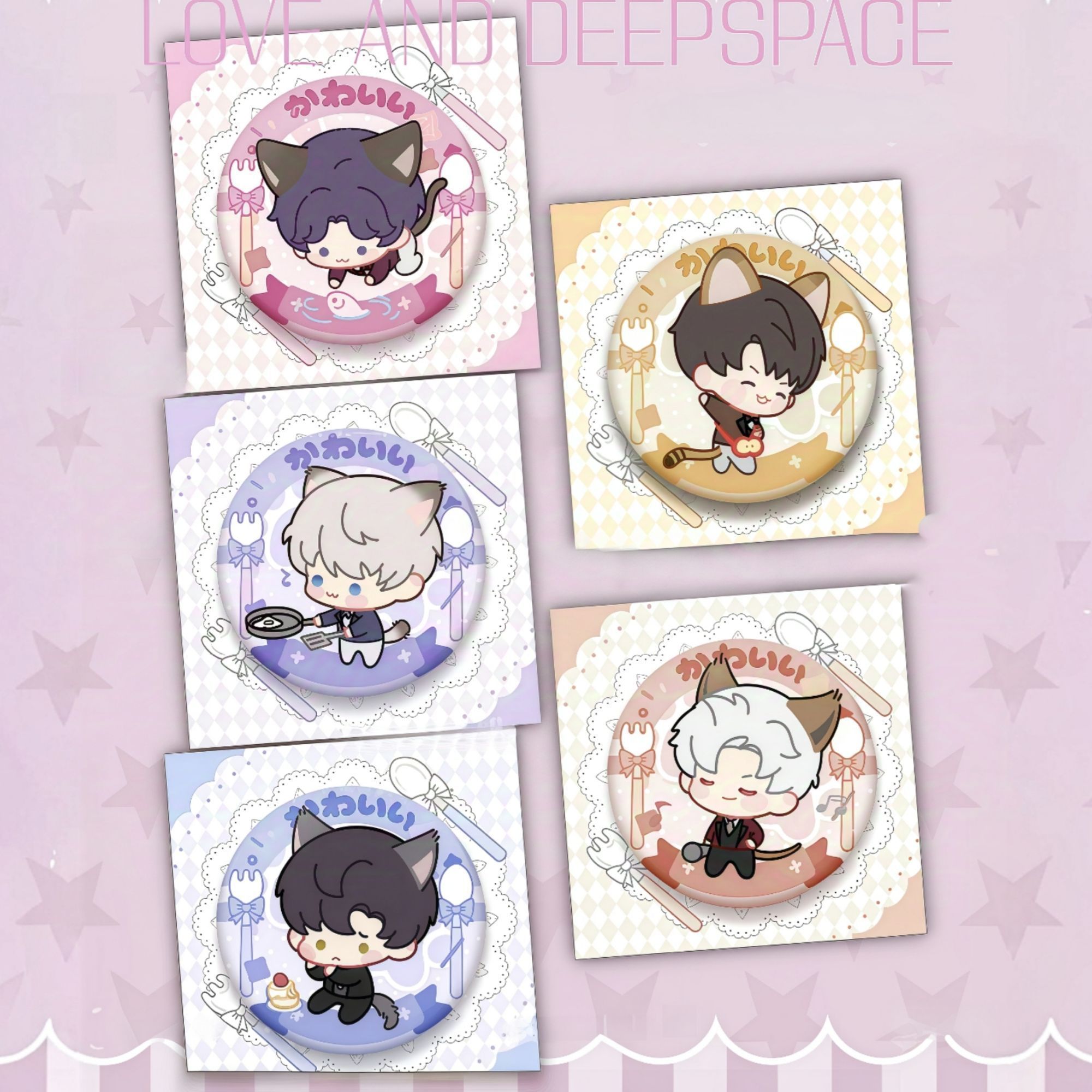 Cute Anime Merchandise - สินค้าอนิเมะ Love and Deep Space รวมถึงเข็มกลัดจูบสุดน่ารักแบบ